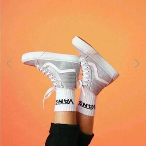 VANS Girls Hi Top Silver/white Glitter Sneakers Shoes girls sz 1.5 pre-loved